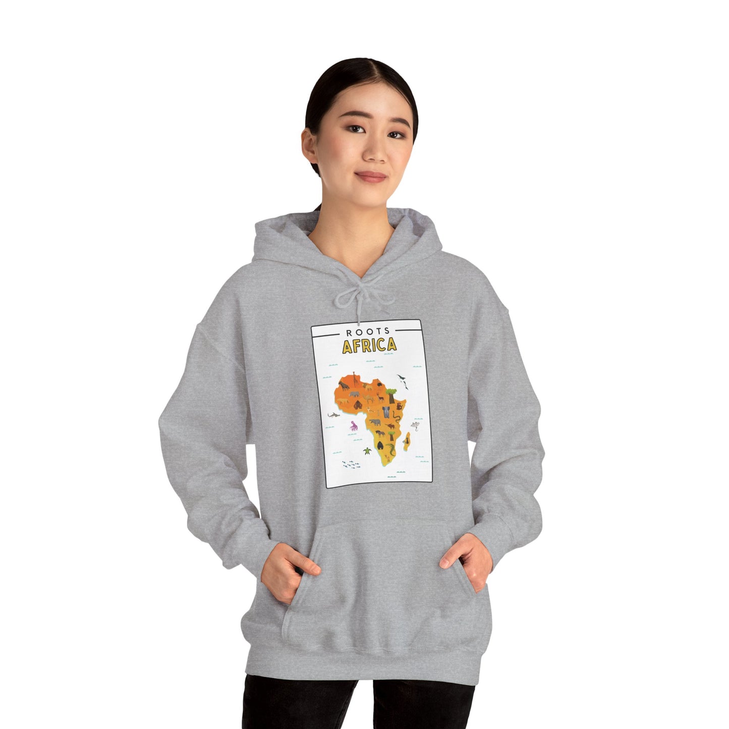 Roots Africa Map Hoodie – Unisex Heavy Blend™ Sweatshirt, AfroPrints Cultural Graphic Hoodie