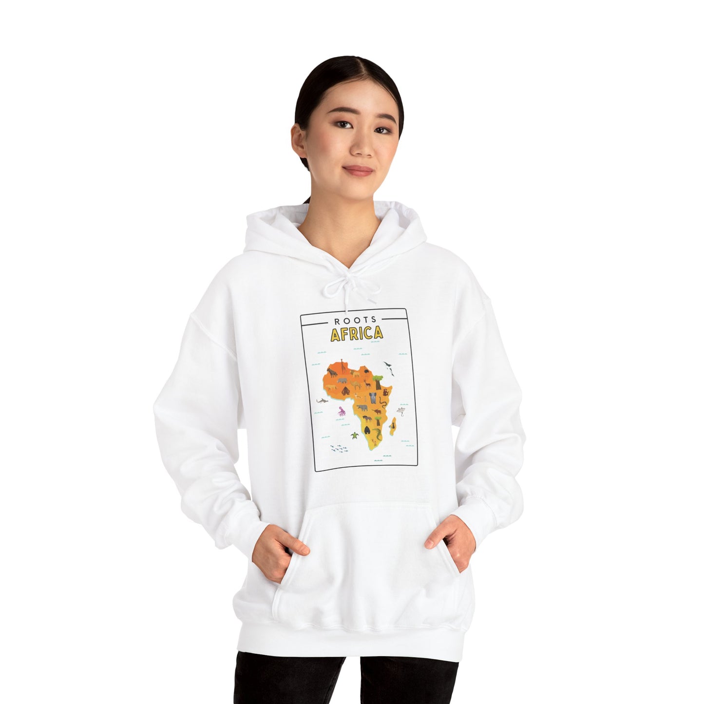 Roots Africa Map Hoodie – Unisex Heavy Blend™ Sweatshirt, AfroPrints Cultural Graphic Hoodie