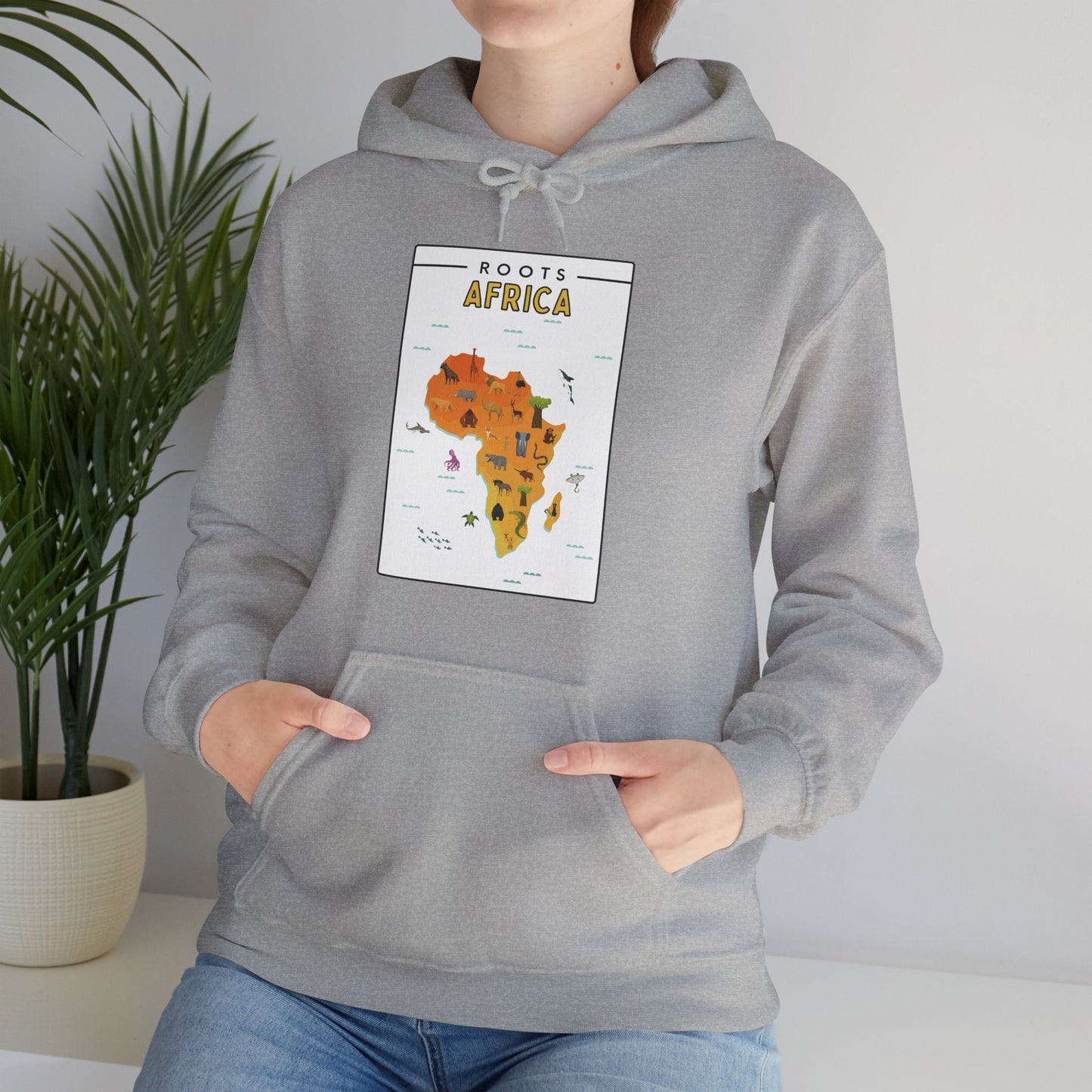 Roots Africa Map Hoodie – Unisex Heavy Blend™ Sweatshirt, AfroPrints Cultural Graphic Hoodie